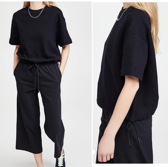 VINCE Drawcord Drop Shoulder Round Neck Boxy Top Blue Size S Small - Picture 2 of 8